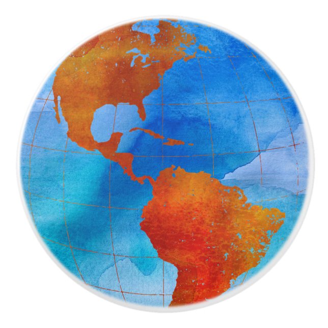 Watercolor World Ceramic Knob (Front)