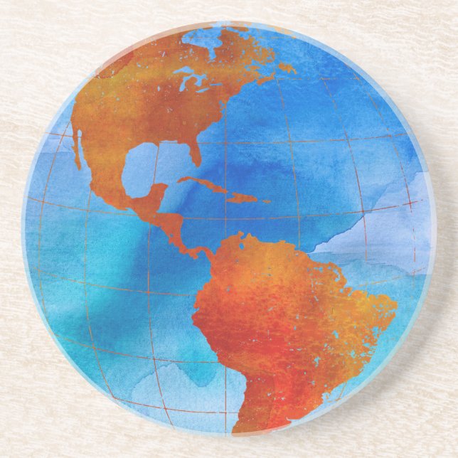 Watercolor World Drink Coaster (Front)
