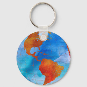 Watercolor World Keychain