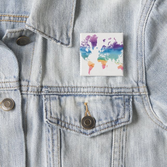 Watercolor World Map Button (In Situ)