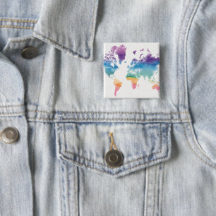 Watercolor World Map Button
