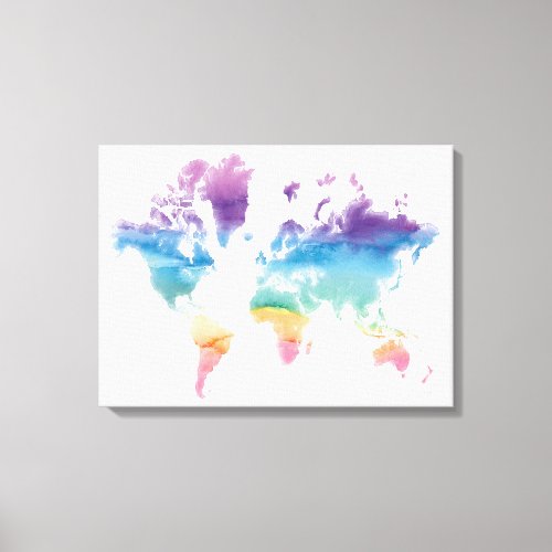 Watercolor World Map Canvas Print