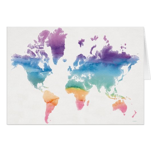Watercolor World Map Cards (Front Horizontal)