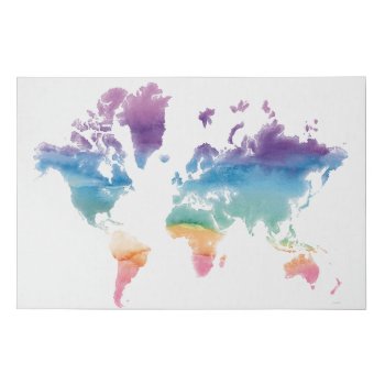Watercolor World Map Faux Canvas Print by wildapple at Zazzle