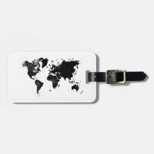 Watercolor world map luggage tag