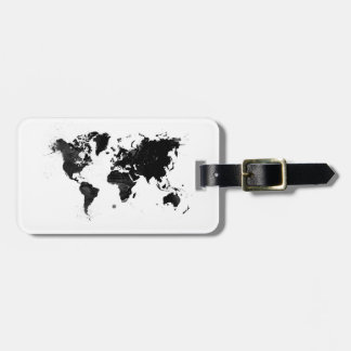 Watercolor world map luggage tag