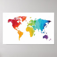 Watercolor World Map - Original Watercolor Print