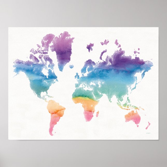 Watercolor World Map Poster (Front)