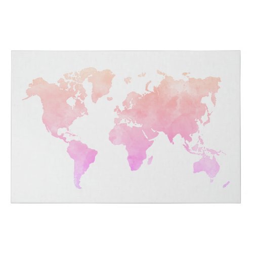 Watercolor World Map Travel Nursery Map Decor Idea Faux Canvas Print