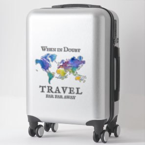 Watercolor World Map Travel Quote Sticker