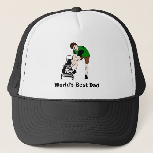 Watercolor Worlds Best Dad Fun Father Lawnmower  Trucker Hat