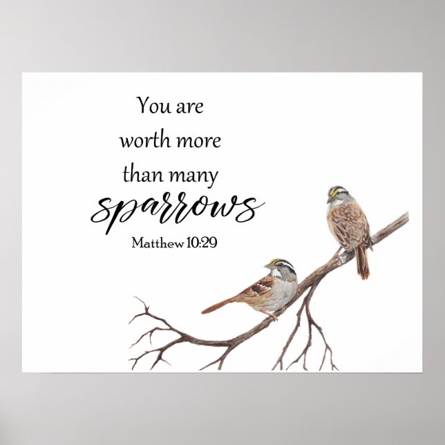 Watercolor Worth More Than Many Sparrows Print (Front)