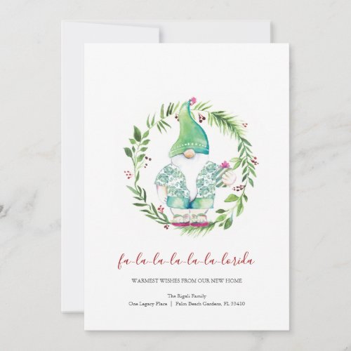 Watercolor Wreath and Gnome Holiday New Address