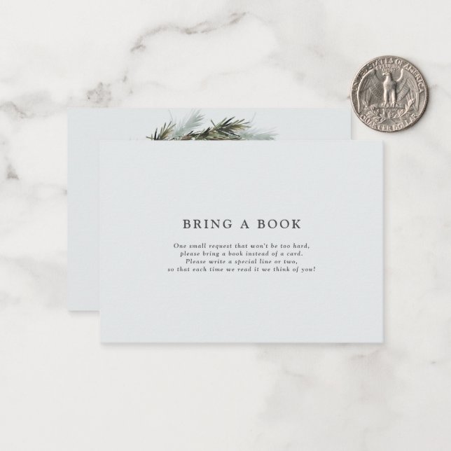  watercolor wreath baby shower bring a book note card (Front/Back In Situ)