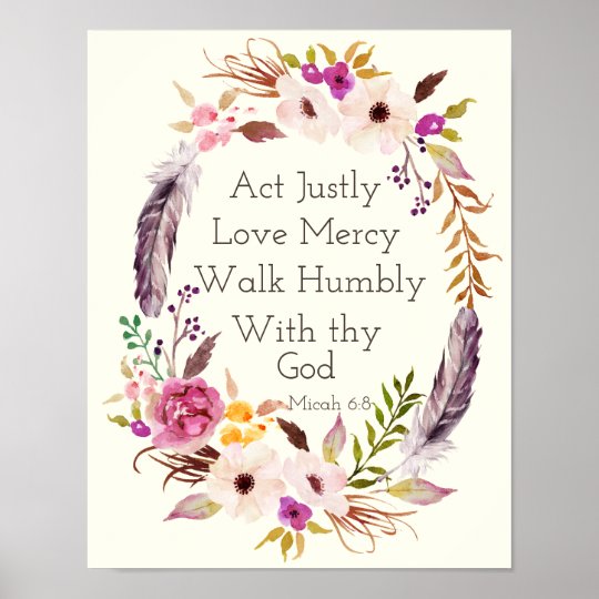 Watercolor Wreath Bible Verse Wall Art Poster Zazzle Com