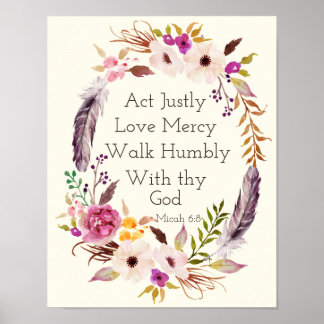 Watercolor wreath bible verse wall art poster