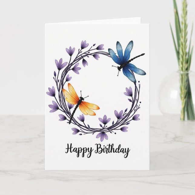 Watercolor Wreath Birthday Card (Front)