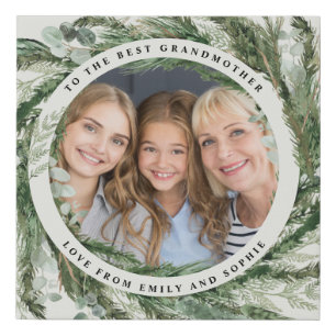 Watercolor wreath botanical elegant photo gift faux canvas print