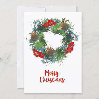 Watercolor Wreath Christmas Card
