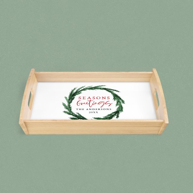 Watercolor wreath christmas holiday serving tray (Creator Uploaded)