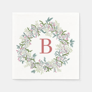 Watercolor Wreath Christmas Napkins