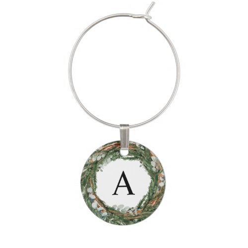 watercolor wreath Christmas Wine Charm