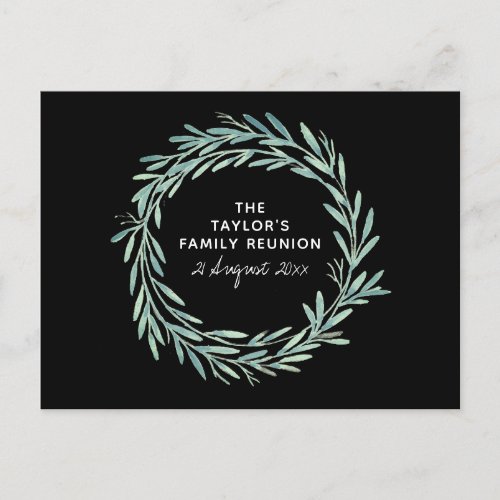 Watercolor Wreath Family Reunion BBQ Picnic Invitation Postcard