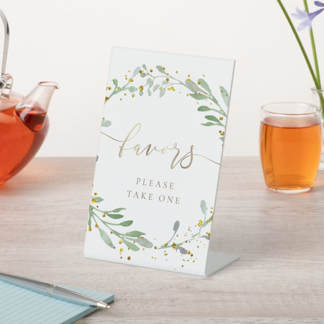 watercolor wreath favors pedestal sign (In SItu)