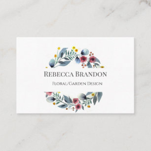 Watercolor Wreath Floral Business Card
