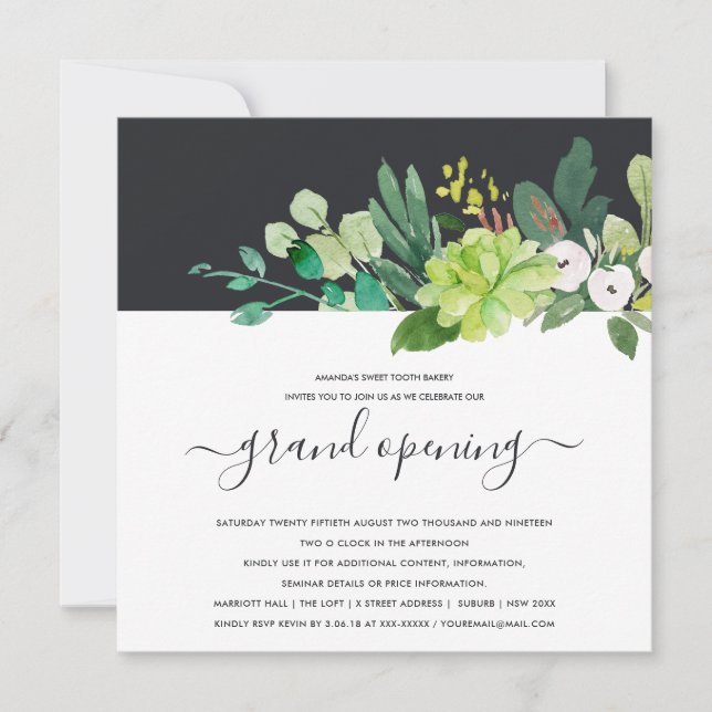 WATERCOLOR WREATH FOLIAGE GRAND OPENING CEREMONY INVITATION (Front)