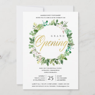WATERCOLOR WREATH FOLIAGE GRAND OPENING CEREMONY INVITATION
