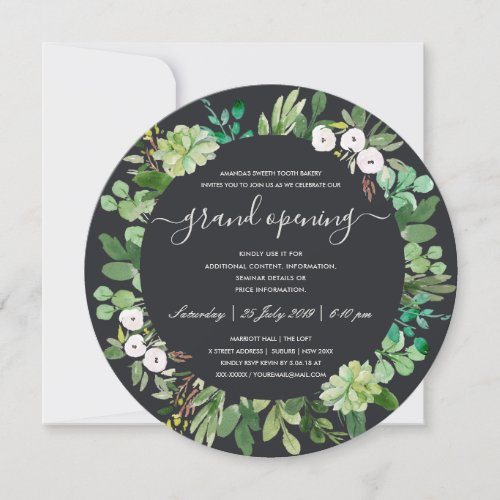 WATERCOLOR WREATH FOLIAGE GRAND OPENING CEREMONY INVITATION