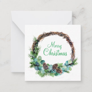 Watercolor wreath from cones note card