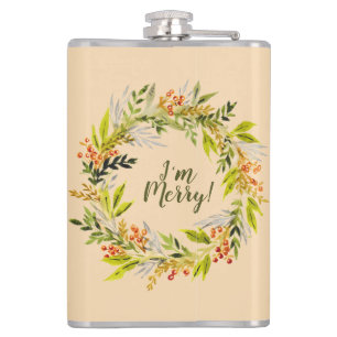 Watercolor Wreath & Fun Text Flask