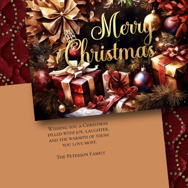 Watercolor Wreath Gifts Christmas Card (Creator Uploaded)