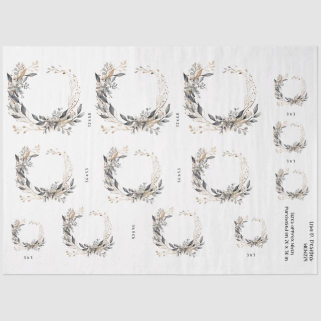 Watercolor Wreath Greenery and Foliage Tissue Paper (Front)