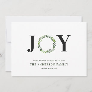 Watercolor wreath joy monogram holiday family