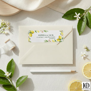 Watercolor Wreath Mediterranean Citrus Wedding Label