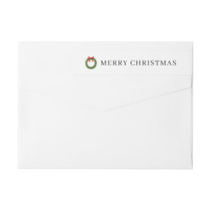 Watercolor Wreath Modern Christmas Return Address Wrap Around Label