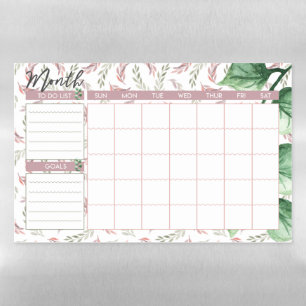 Watercolor wreath Monthly Calendar Magnetic Dry Erase Sheet
