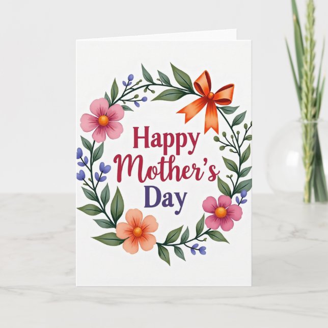Watercolor Wreath Mothers Day Card (Front)