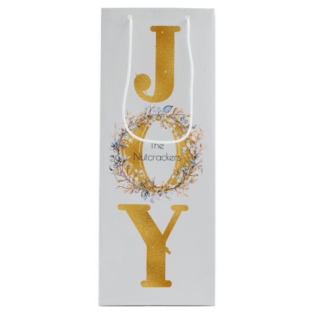 Watercolor Wreath Nutcracker Christmas Wine Gift Bag (Front)