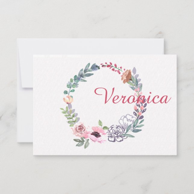 Watercolor Wreath Personalized Stationery Invitation (Front)