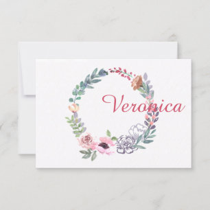 Watercolor Wreath Personalized Stationery Invitation