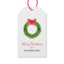 Watercolor wreath with red bow Christmas Gift Tags