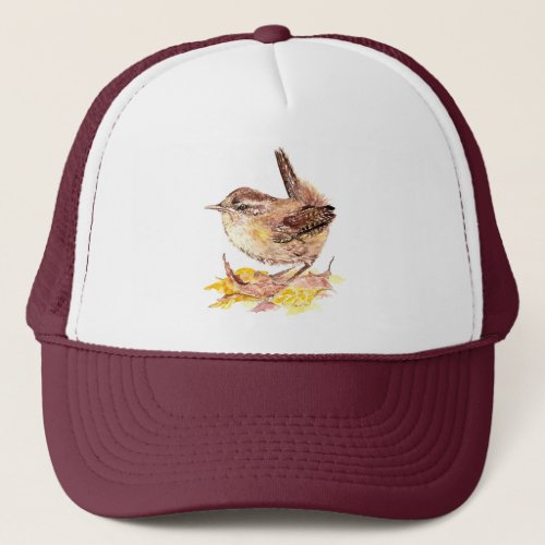 Watercolor Wren Bird Nature Wildlife Animal  Trucker Hat