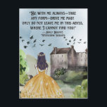 Watercolor Wuthering Heights Emily Bronte Quote Postcard<br><div class="desc">Watercolor painted landscape and castle with flying birds and a girl with a quote by Emily Bronte from Wuthering Heights "Be with me always... "</div>