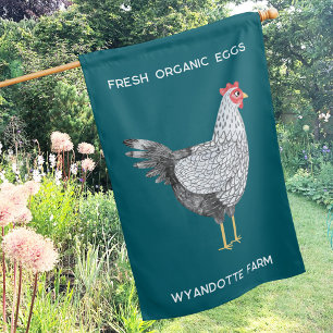 Watercolor Wyandotte Chicken Farm House Flag