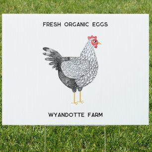 Watercolor Wyandotte Chicken Farm Sign