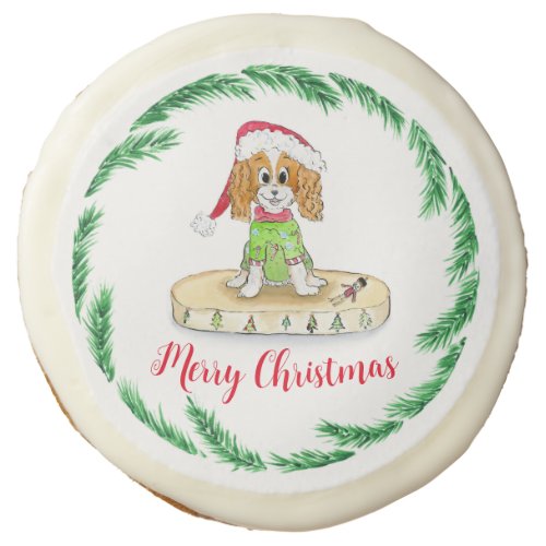 Watercolor Xmas Cavalier King Charles Spaniel    Sugar Cookie